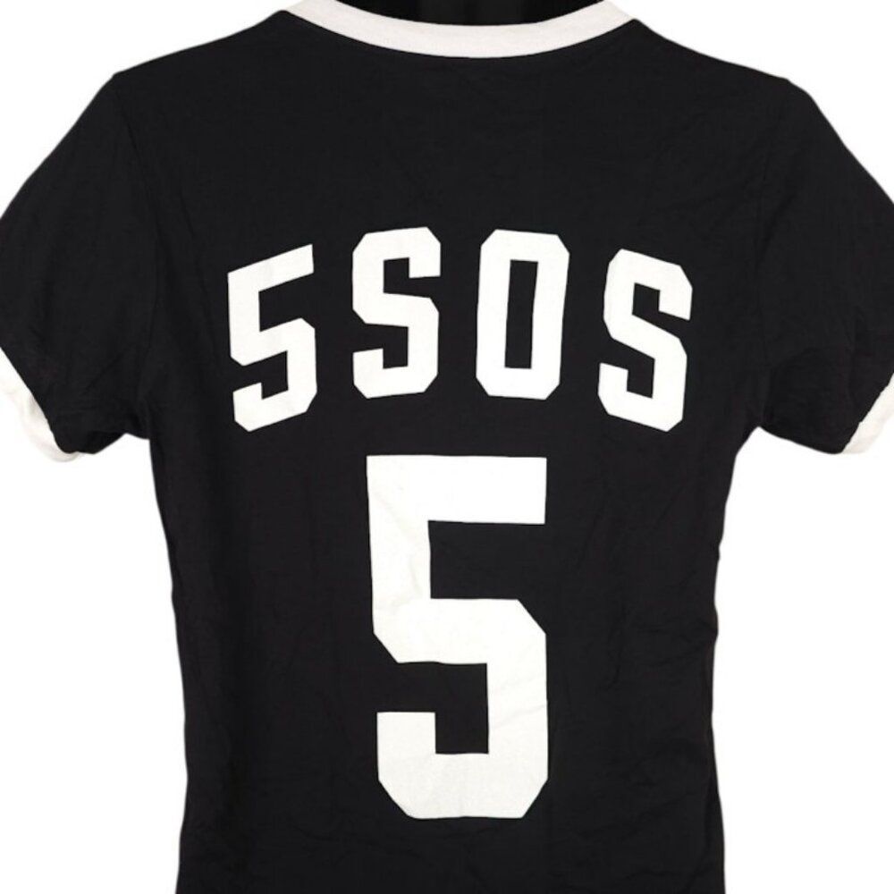 5 Seconds Of Summer T Shirt Womens Size Large Black 5SOS Ringer Tee Made In USA